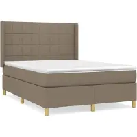 Syfax Cama box spring con colchón tela gris taupe 140x190 cm