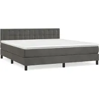 Syfax Cama box spring con colchón terciopelo gris oscuro 160x200 cm