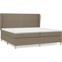 Syfax Cama box spring con colchón tela gris taupe 200x200 cm