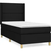 Syfax Cama box spring con colchón tela negro 90x200 cm