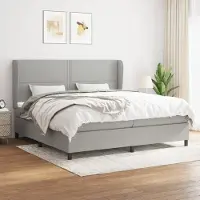 Prolenta Maison Exclusive: Base de cama con somier y colchón, color gris claro, 200 x 200 cm, tejido