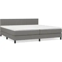 Syfax Cama box spring con colchón tela gris oscuro 200x200 cm