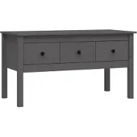 Syfax Mesa de centro de madera maciza de pino gris 102x49x55 cm