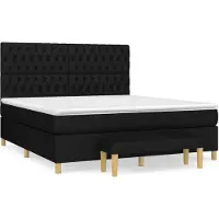Syfax Cama box spring con colchón tela negro 180x200 cm