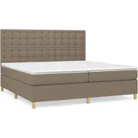 Syfax Cama box spring con colchón tela gris taupe 200x200 cm