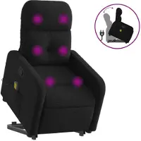 Syfax Sillón reclinable de masaje elevable tela negro