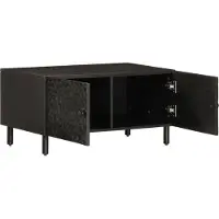 Syfax Mesa de centro madera maciza de mango negra 80x50x40 cm