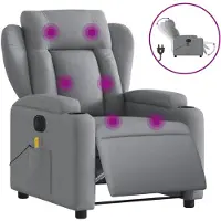 Syfax Sillón reclinable de masaje eléctrico tela gris claro