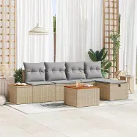 Prolenta Maison Exclusive - Juego de sofá de jardín de 6 piezas. Ratán sintético color beige