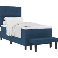 Syfax Cama con somier y cabecero, color azul, 90 x 190 cm, tapizada en tela