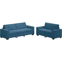 Syfax Sofá de 2 plazas, color azul, 221 x 80 x 80 cm, tapizado en tela