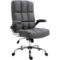 Mendler Silla de oficina HWC-J21, silla de escritorio giratoria, con ajuste de altura tapizada en tela/textil, color gris oscuro