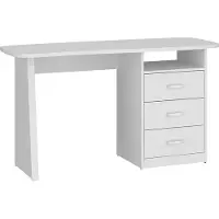 Tiko Escritorio Adam, 130x67x76 cm, con 3 cajones, estante, para oficina en casa, color blanco