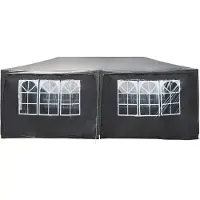 Wiltec Pabellón de 3 x 6 metros en gris, con protección UV 50+, pabellón de jardín con laterales enrollables, carpa para fiestas con ventanas, ideal para terrazas y festivales