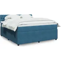 Prolenta Maison Exclusive: Base de cama con somier y colchón, color azul, 180 x 200 cm, tapizada en terciopelo