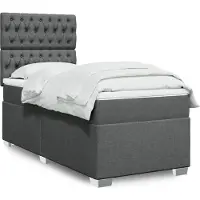 Prolenta Maison Exclusive: Base de cama con somier y colchón, color gris oscuro, 100 x 200 cm, material: textil