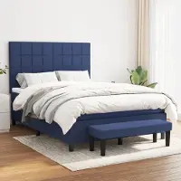 Prolenta Maison Exclusive: Base de cama con somier y colchón, color azul, 140x200 cm, tapizado en tela