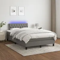 Prolenta Maison Exclusive: Base de cama con somier, colchón y luces LED, color gris oscuro, 120x200 cm, material: textil