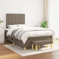 Prolenta Maison Exclusive: Base de cama con somier y colchón color taupe, 120x200 cm, tejido