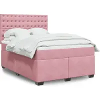 Prolenta Maison Exclusive - Base de cama con somier y colchón, color rosa, 140x200 cm, tapizada en terciopelo