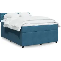 Prolenta Maison Exclusive: Base de cama con somier y colchón, color azul, 140 x 200 cm, tapizada en terciopelo