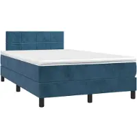 Prolenta Maison Exclusive: Base de cama con somier y colchón, color azul oscuro, 120x190 cm, tapizada en terciopelo