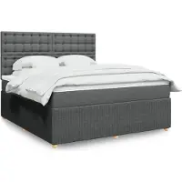 Prolenta Maison Exclusive - Base de cama con somier y colchón, color gris oscuro, 180x200 cm, tejido