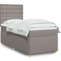 Prolenta Maison Exclusive: Base de cama con somier y colchón color taupe, 100 x 200 cm, de tejido