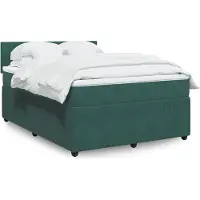 Prolenta Maison Exclusive - Base de cama con somier y colchón, color verde oscuro, 140x200 cm, tapizada en terciopelo