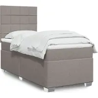 Prolenta Maison Exclusive: Base de cama con somier y colchón color taupe, 90x200 cm, de tejido