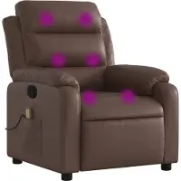 Syfax Sillón de masaje, color marrón, tapizado en cuero sintético