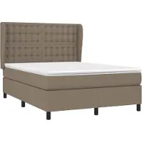 Syfax Cama box spring con colchón tela gris taupe 140x200 cm