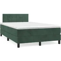 Prolenta Maison Exclusive: Base de cama con somier, colchón y luces LED, color verde oscuro, 120x190 cm, tapizada en terciopelo