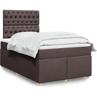 Prolenta Maison Exclusive - Base de cama con somier y colchón, color marrón oscuro, 120x200 cm, material: textil