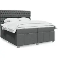 Prolenta Maison Exclusive: Base de cama con somier y colchón, color gris oscuro, 200x200 cm, tejido
