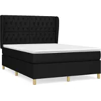 Syfax Cama box spring con colchón tela negro 140x190 cm