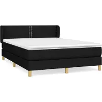 Syfax Cama box spring con colchón tela negro 140x200 cm