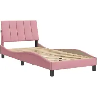Syfax Estructura de cama sin colchón Hanko terciopelo rosa 90x190 cm