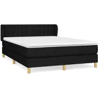 Syfax Cama box spring con colchón tela negro 140x190 cm