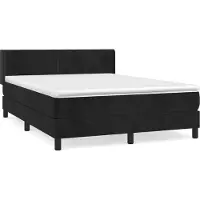 Syfax Cama box spring con colchón terciopelo negro 140x200 cm