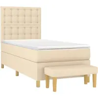 vidaXL Cama con somier y colchón de color crema, 100x200 cm, tapizada en tela