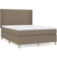 Syfax Cama box spring con colchón tela gris taupe 140x190 cm