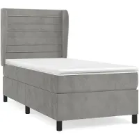 Syfax Cama box spring con colchón terciopelo gris claro 80x200 cm