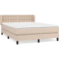 Syfax Cama box spring con colchón cuero sintético capuchino 140x190cm