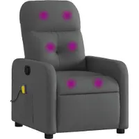 Syfax Sillón reclinable de masaje con tapicería gris oscuro