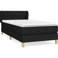 Syfax Cama box spring con colchón tela negro 90x200 cm