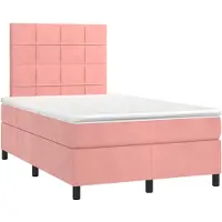 Prolenta Maison Exclusive - Base de cama con somier, colchón y luces LED, color rosa, 120 x 190 cm, tapizada en terciopelo