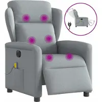 Syfax Sillón reclinable de masaje eléctrico tela gris claro