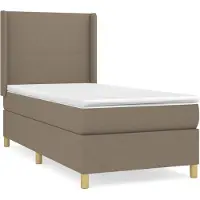 Syfax Cama box spring con colchón tela gris taupe 90x200 cm