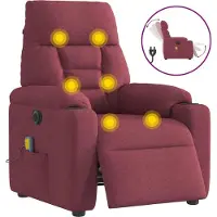 Syfax Sillón de masaje reclinable eléctrico tela rojo tinto